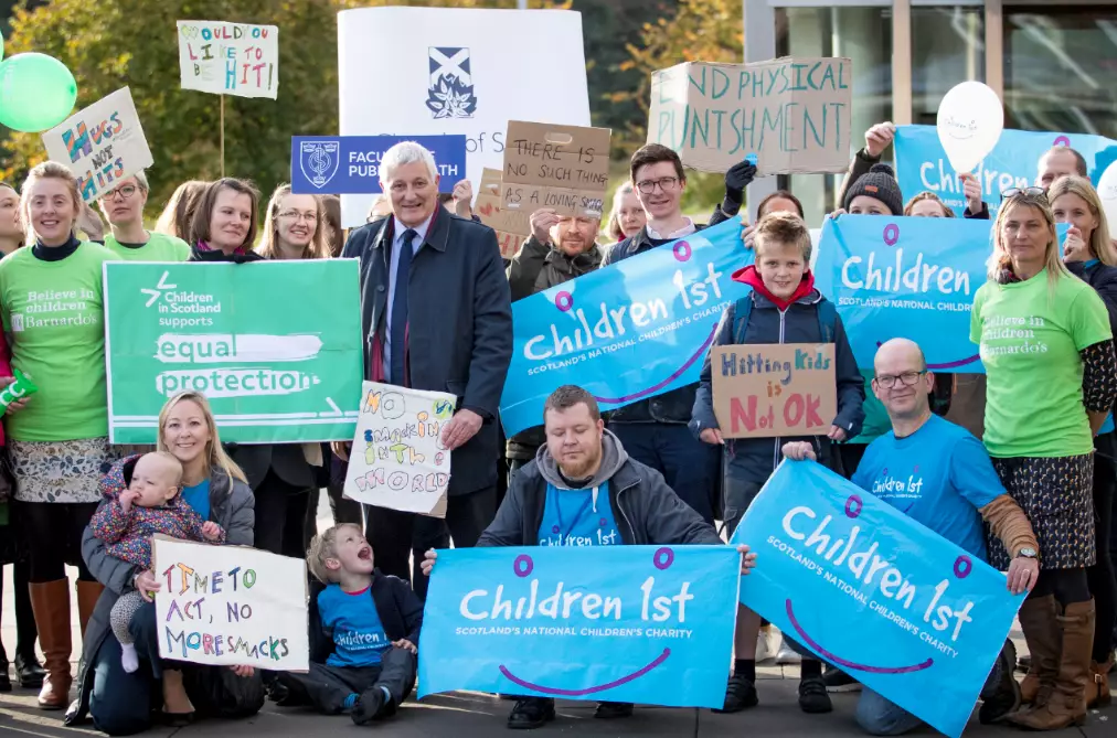 Children First campaigners outside Scottish Parliament this week.
