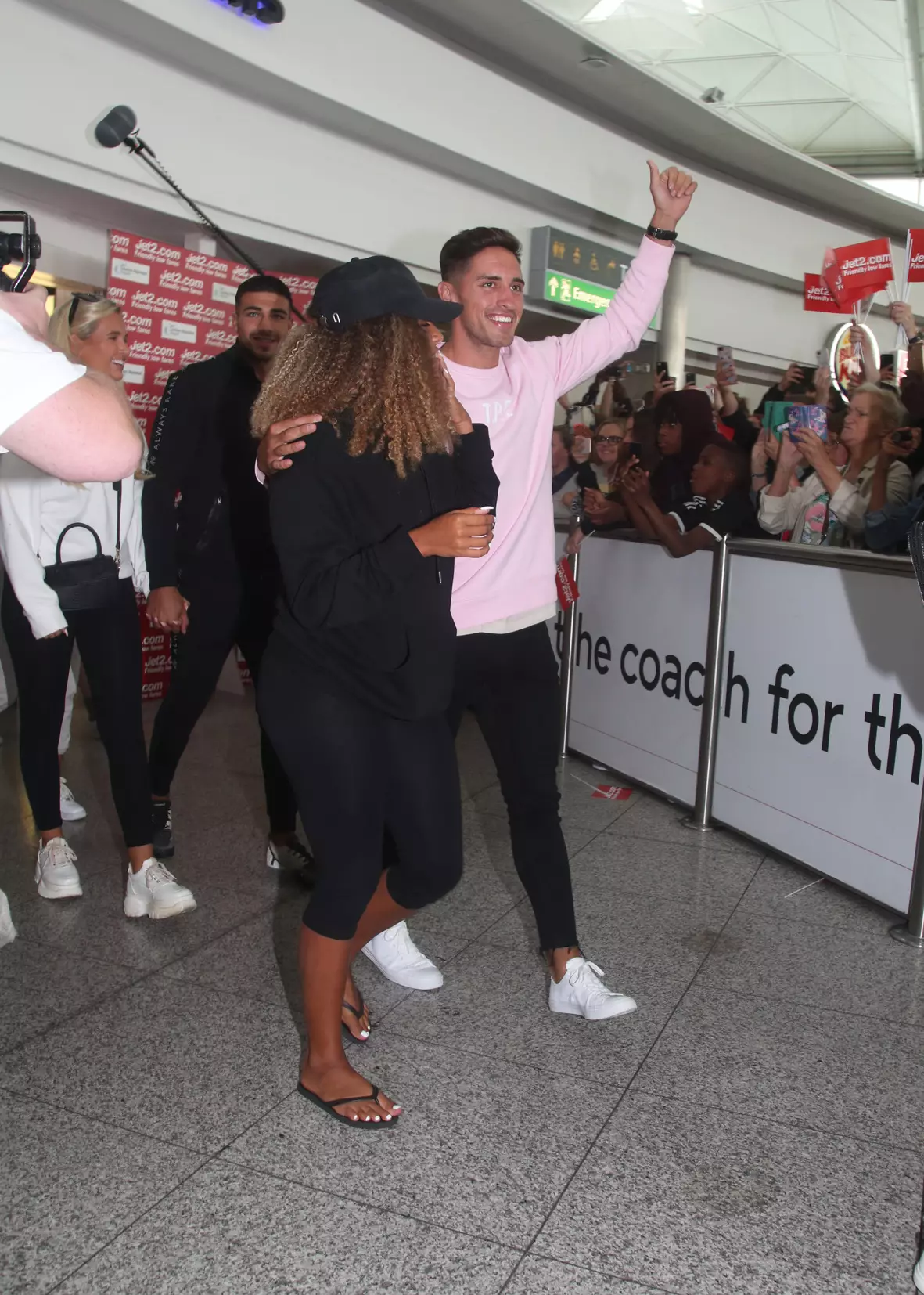 The couple arrive at Stansted Airport (
