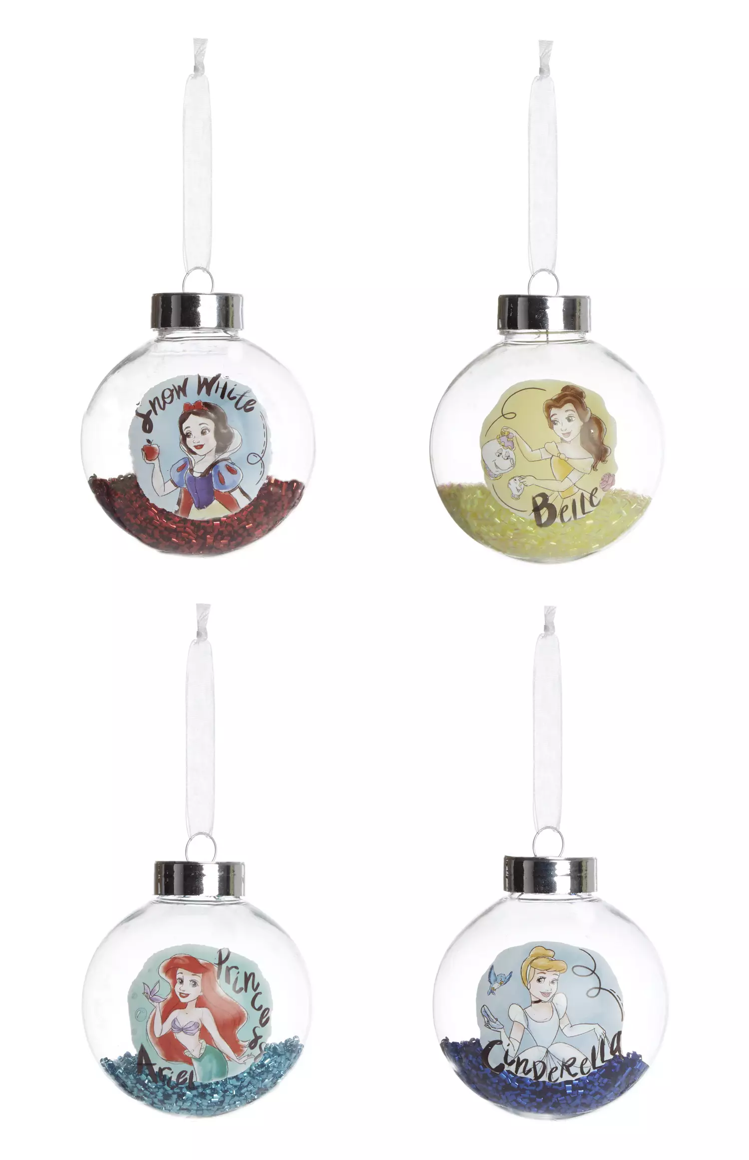 Disney Princesses including Snow White, Ariel, Cinderella and Belle all get their own baubles (