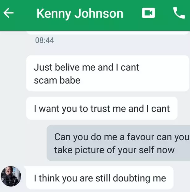 Messages from 'Kenny' that were sent to Sharon.