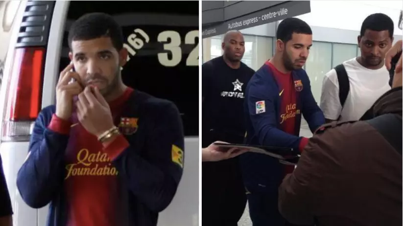Man Utd Post Picture Of Drake Wearing Barcelona Shirt Ahead Of Champions League Clash