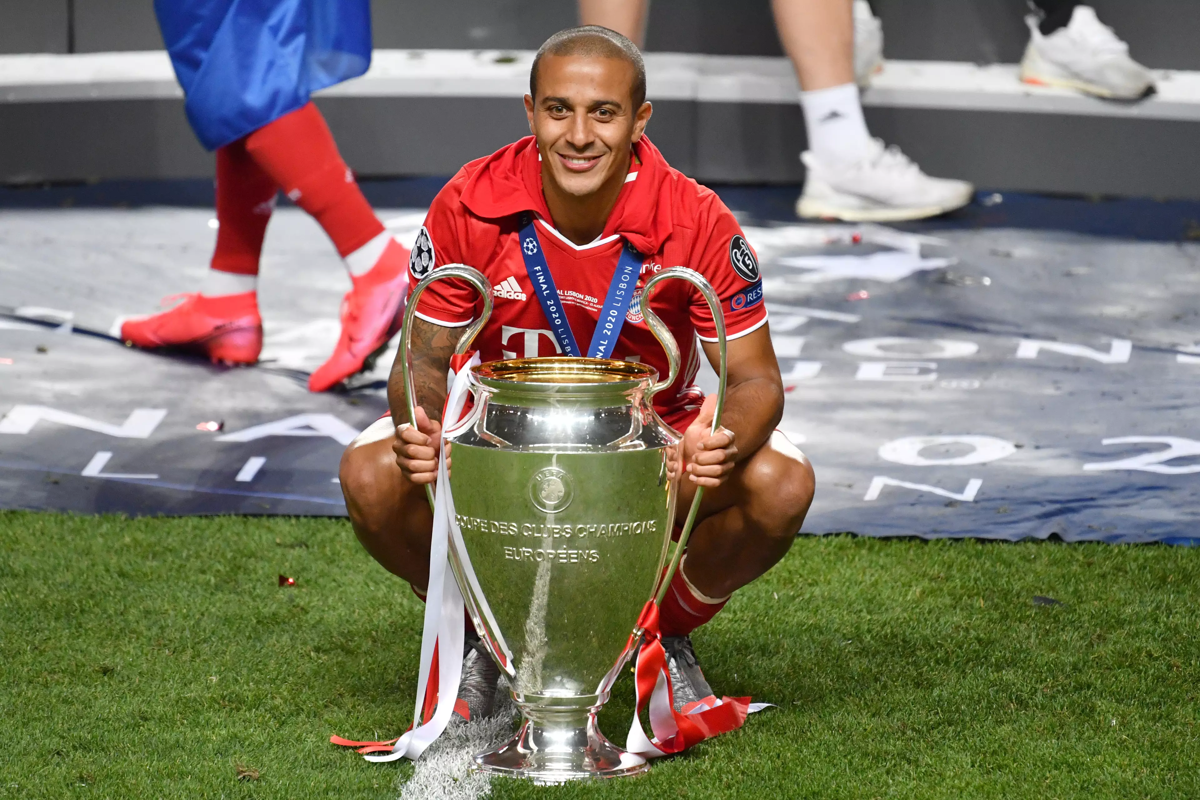 Thiago with the Champions League trophy. Image: PA Images