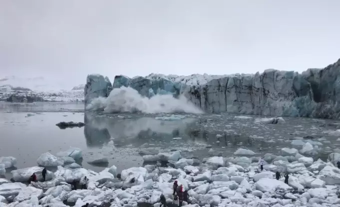 The glacier as it started to calve.