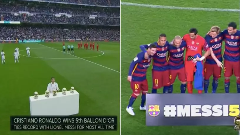 People Are Pointing Out What Cristiano Ronaldo Did When He Won Fifth Ballon d'Or vs. Lionel Messi