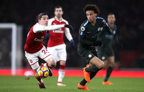 Bellerin in action against Man City. Image: PA