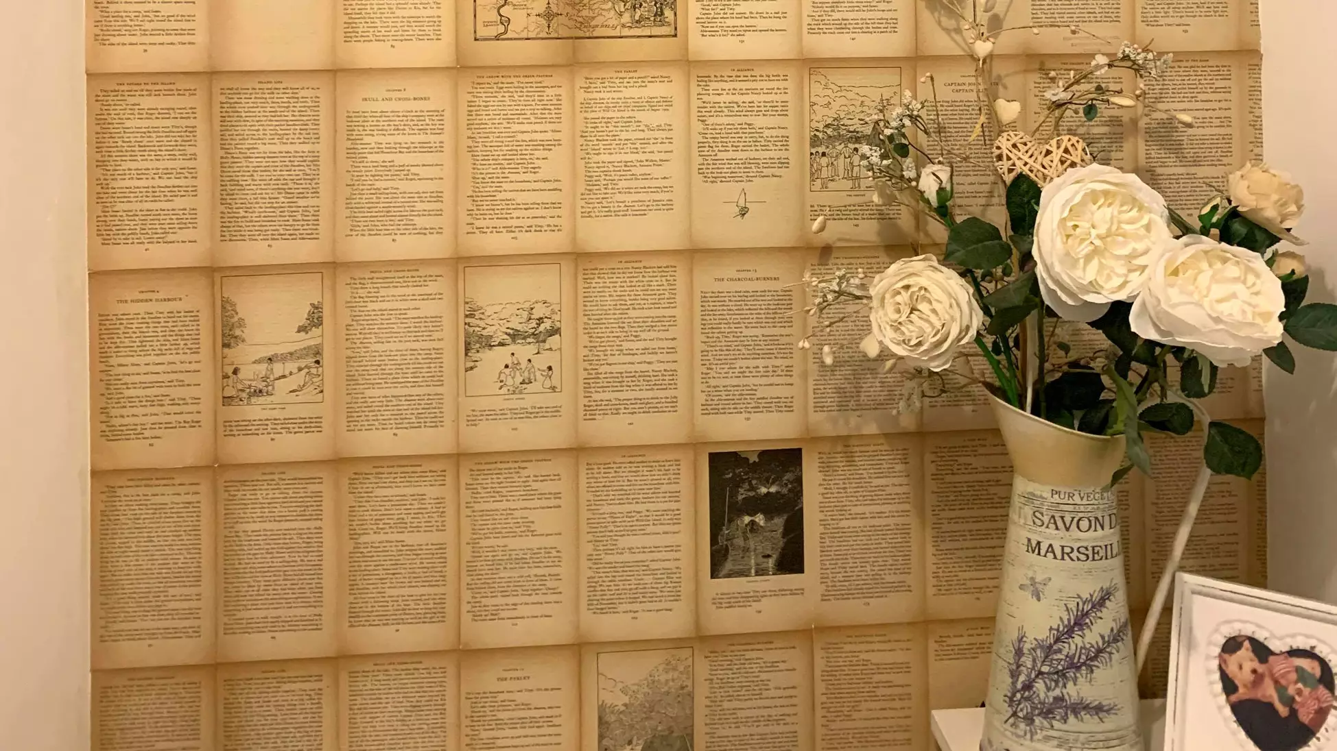Woman Pays Tribute To Late Grandma By Decorating Home With Pages From Her Favourite Books