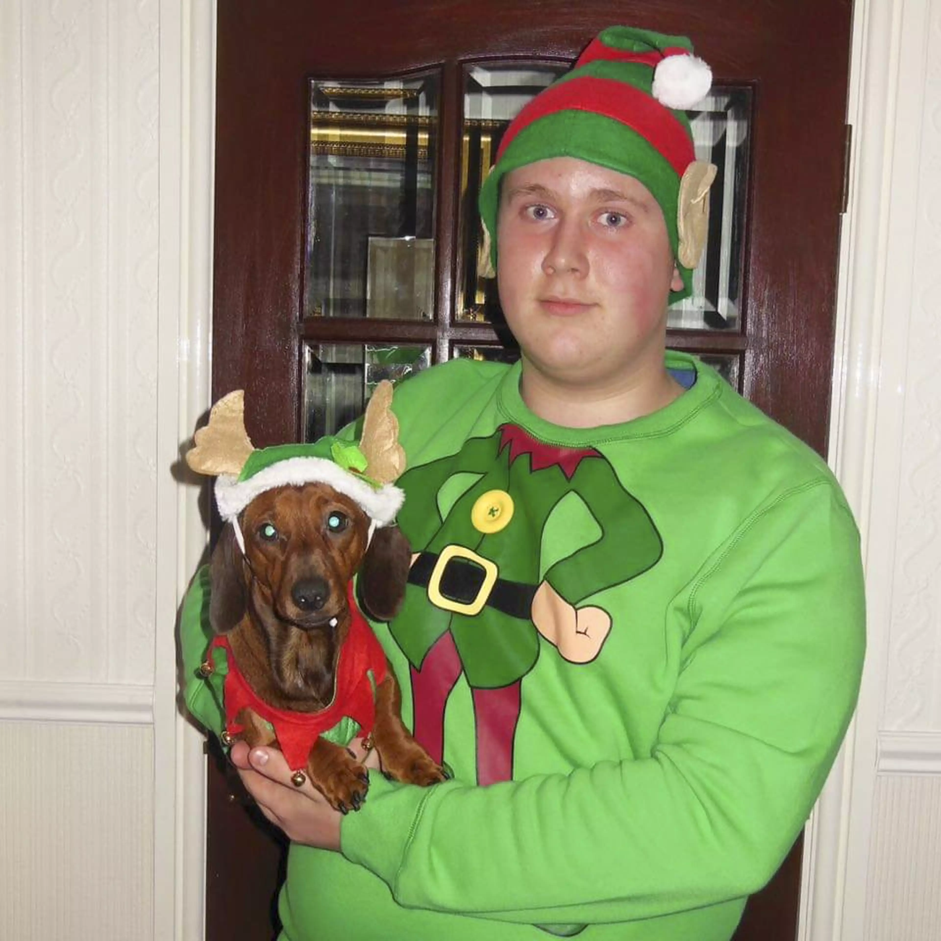 Owner Liam Beach had the bright idea to dress his pups up in festive garb (