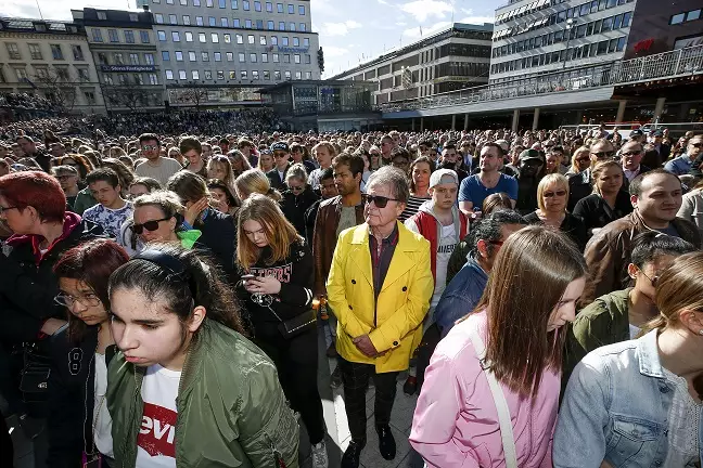 Avicii fans gather for a minute's silence at a memorial in Stockholm.