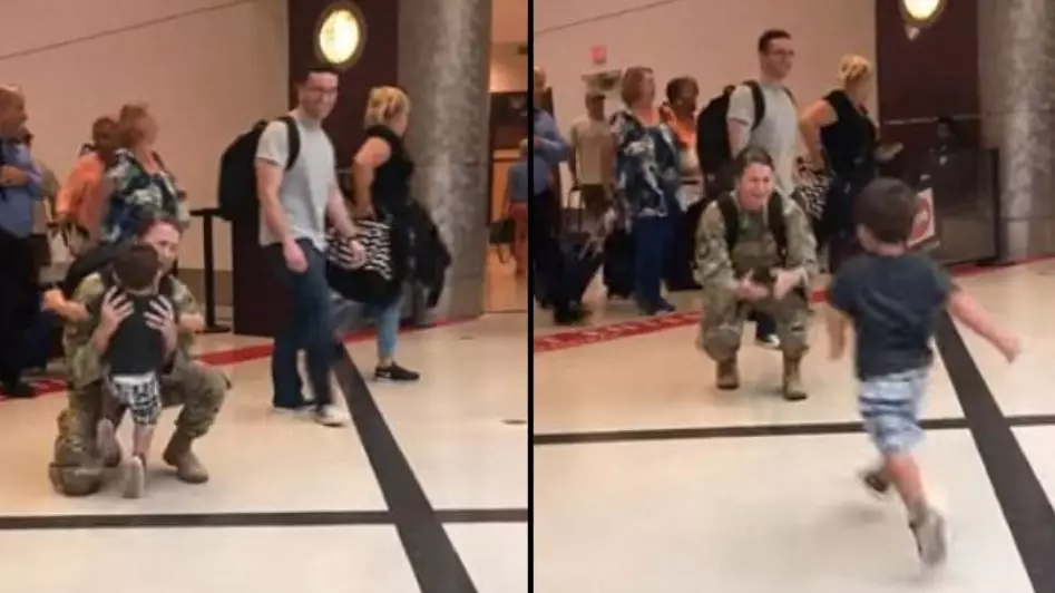 Military Mum In Tears As She's Reunited With Son, 2, After Deployment In Middle East