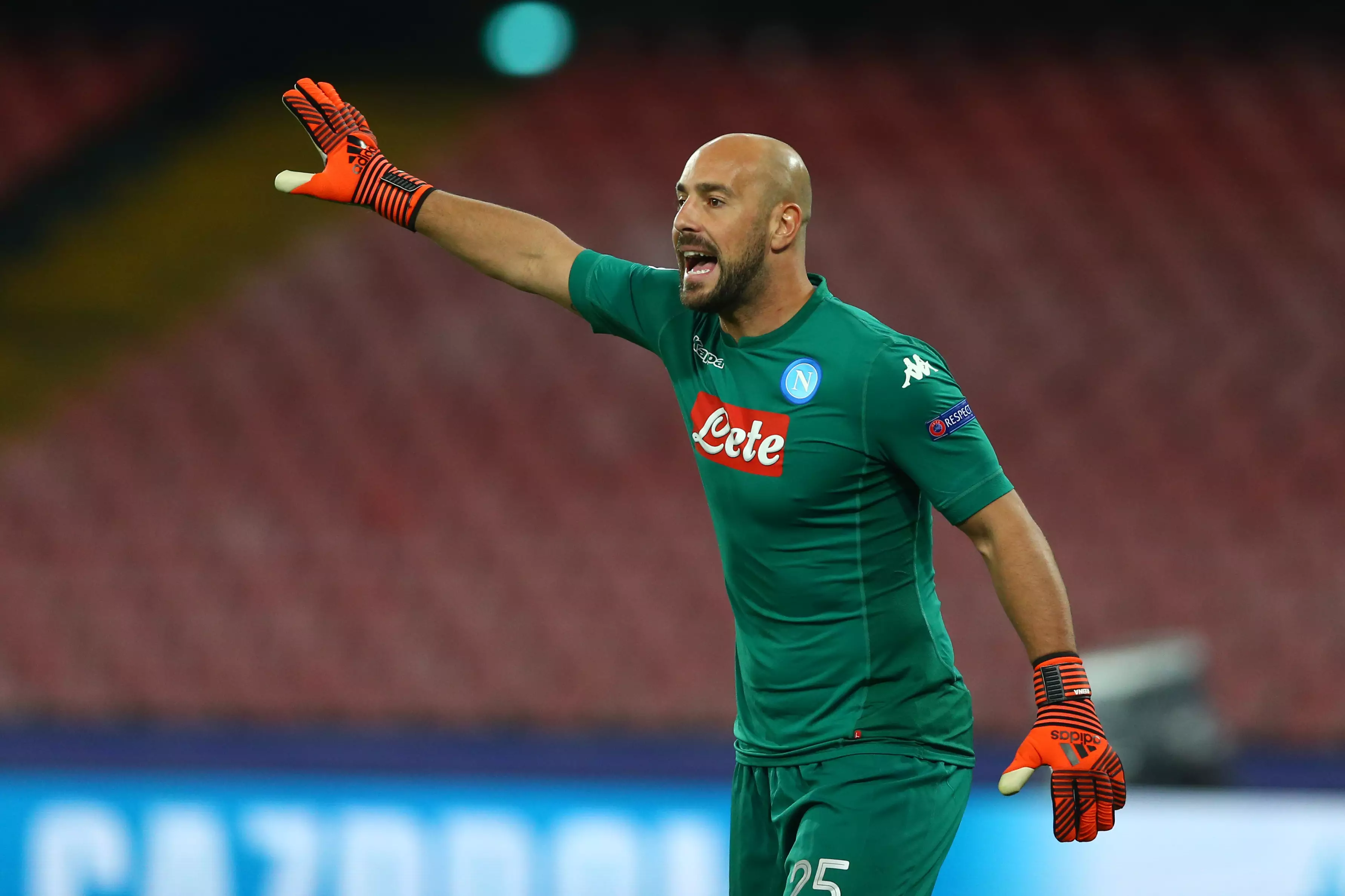 Reina in action for Napoli. Image: PA