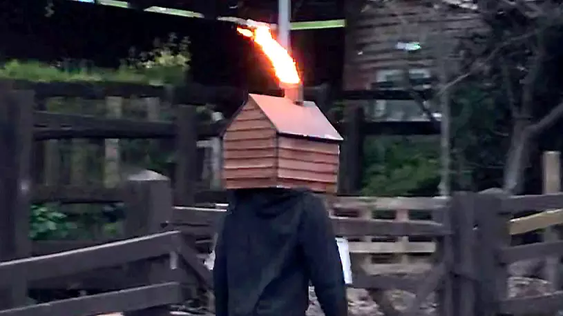 Person Spotted With A Fire-Breathing Shed Blasting Dubstep On Their Head