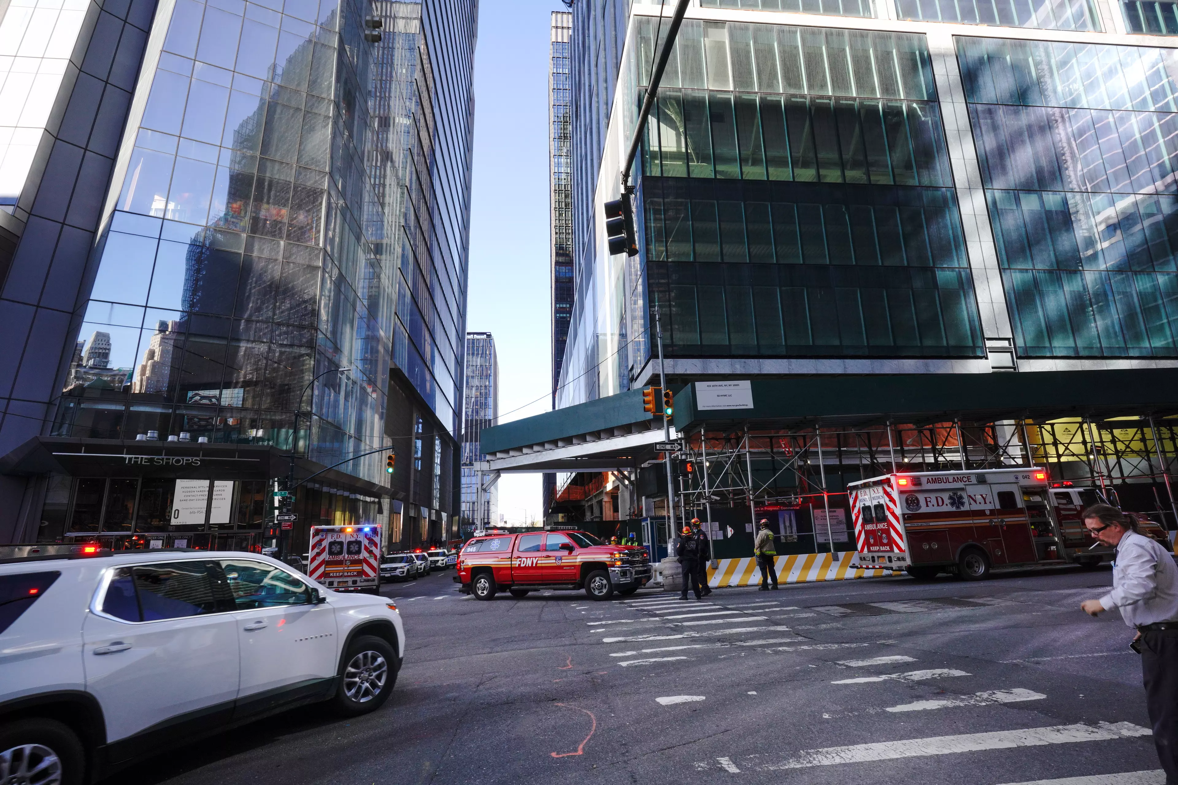 Two men fell from a skyscraper in New York after their scaffold reportedly malfunctioned.