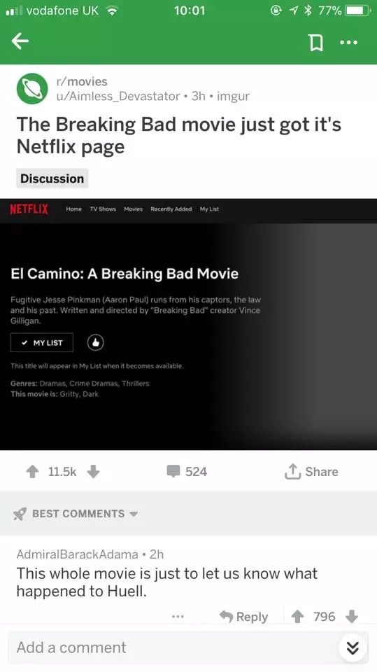 The page, which appears to have been created Netflix, appeared online.
