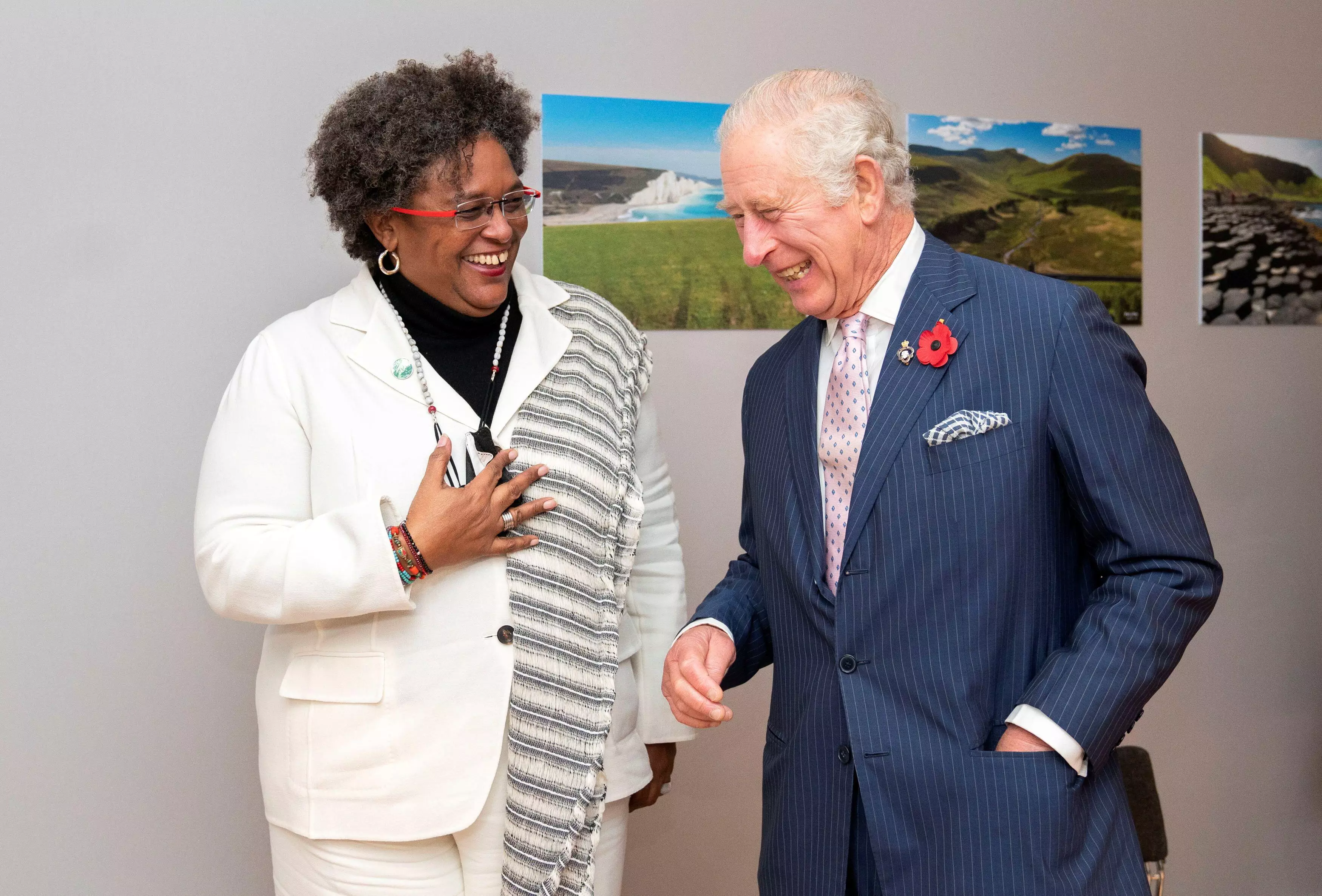 Prime Minister Mia Amor Mottley with Prince Charles.