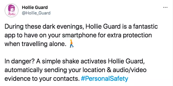The Hollie Guard app can also alert others of your danger (