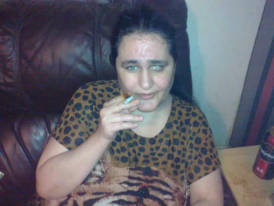 Karen eats up to eight cigarette stumps a night.