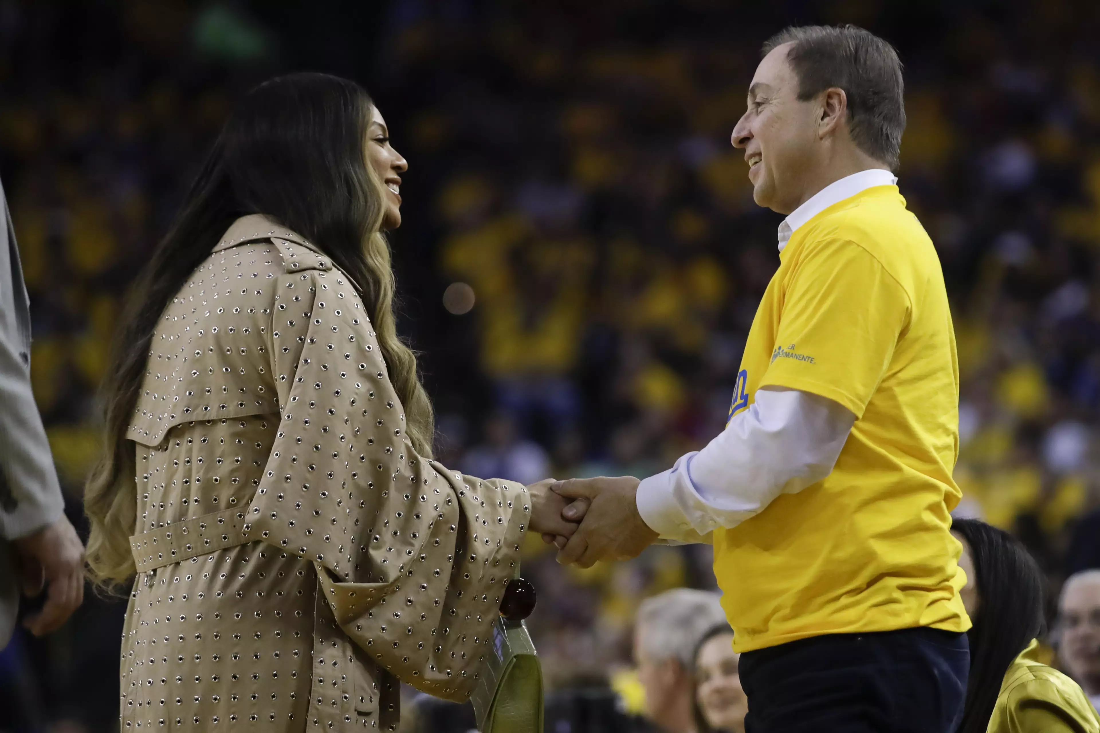 Beyonce meets with Warriors' owner Joe Lacob.