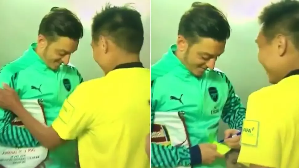 Referee Genuinely Asks Mesut Ozil To Sign His Yellow Card Before Kick-Off 