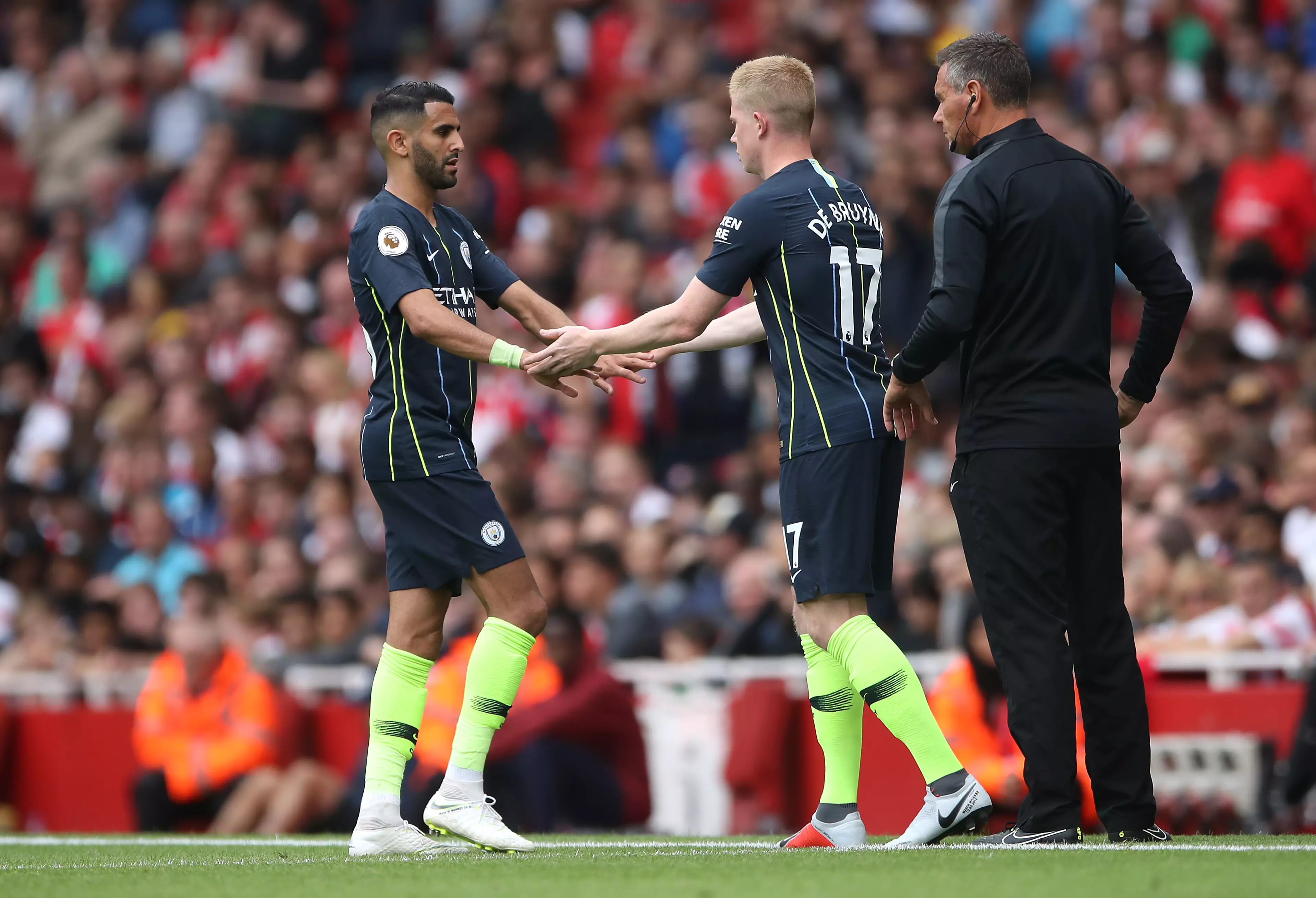 De Bruyne makes his first appearance of the new season as a sub. Image: PA