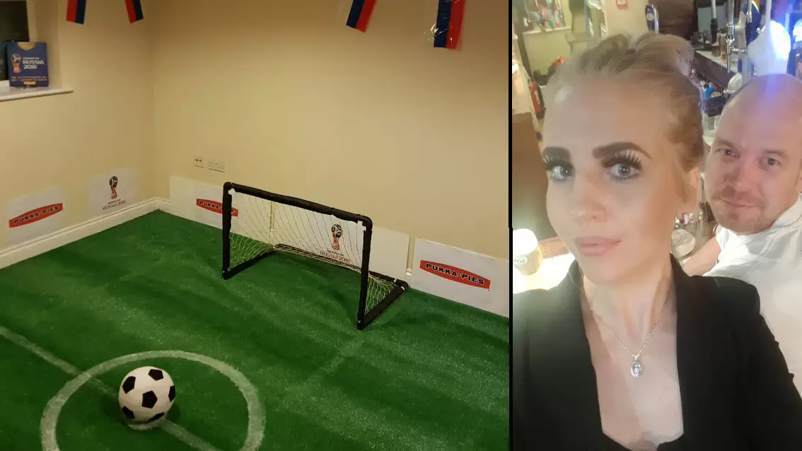 Woman Comes Home To Find Her Fella Has Turned Living Room Into Football Pitch