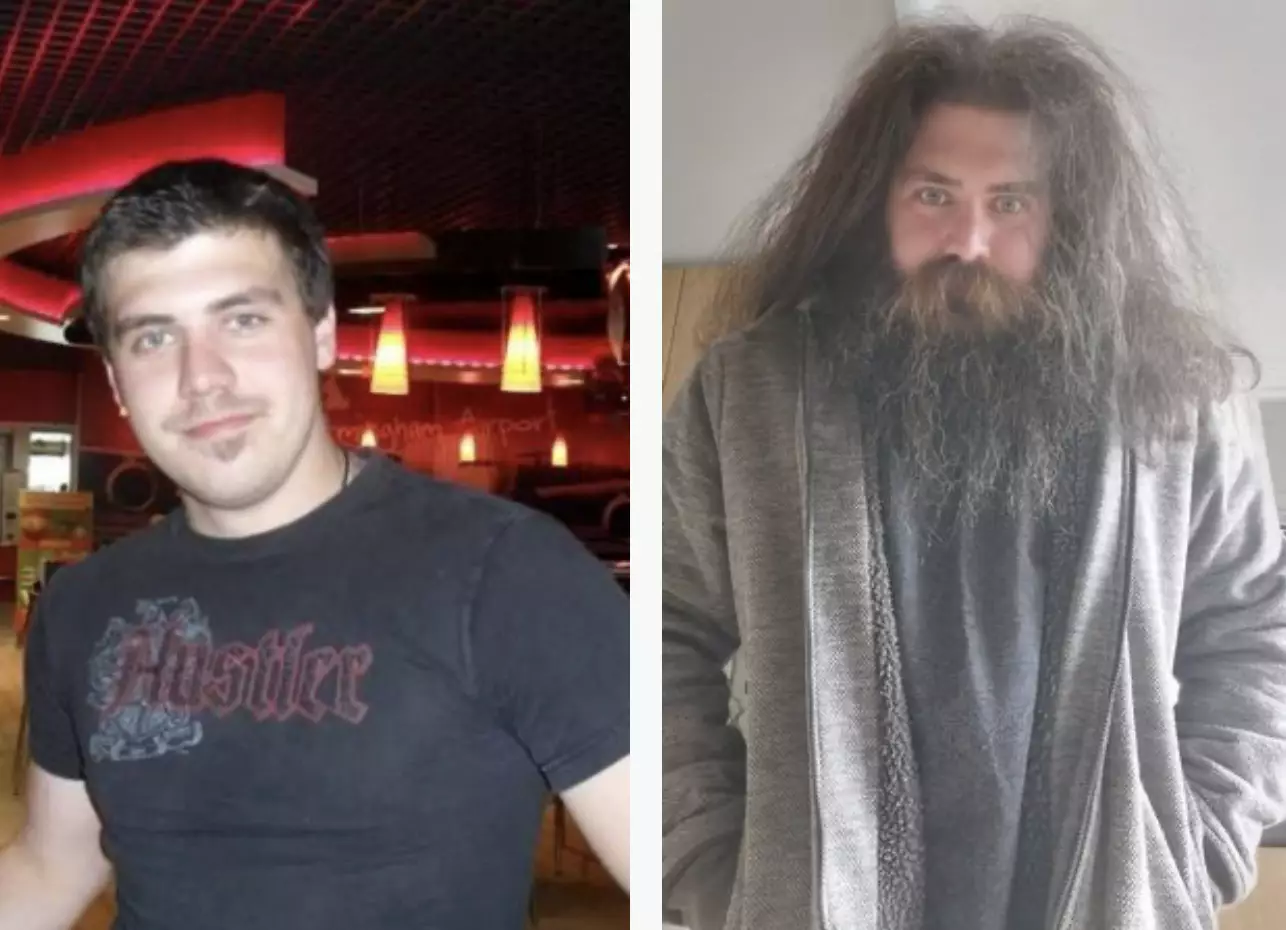 Aaron before and after he grew out his beard.