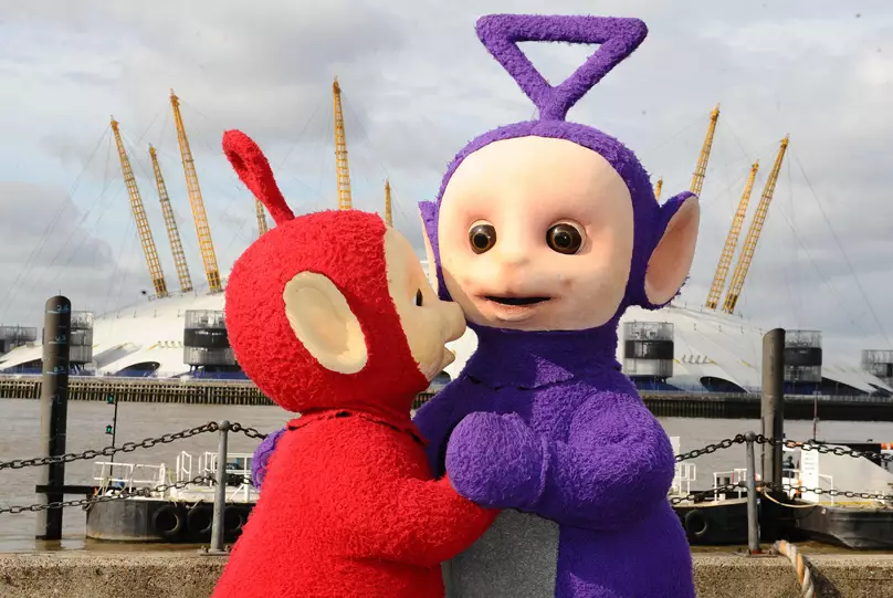 Tinky Winky (right) With Fellow Teletubby Po.