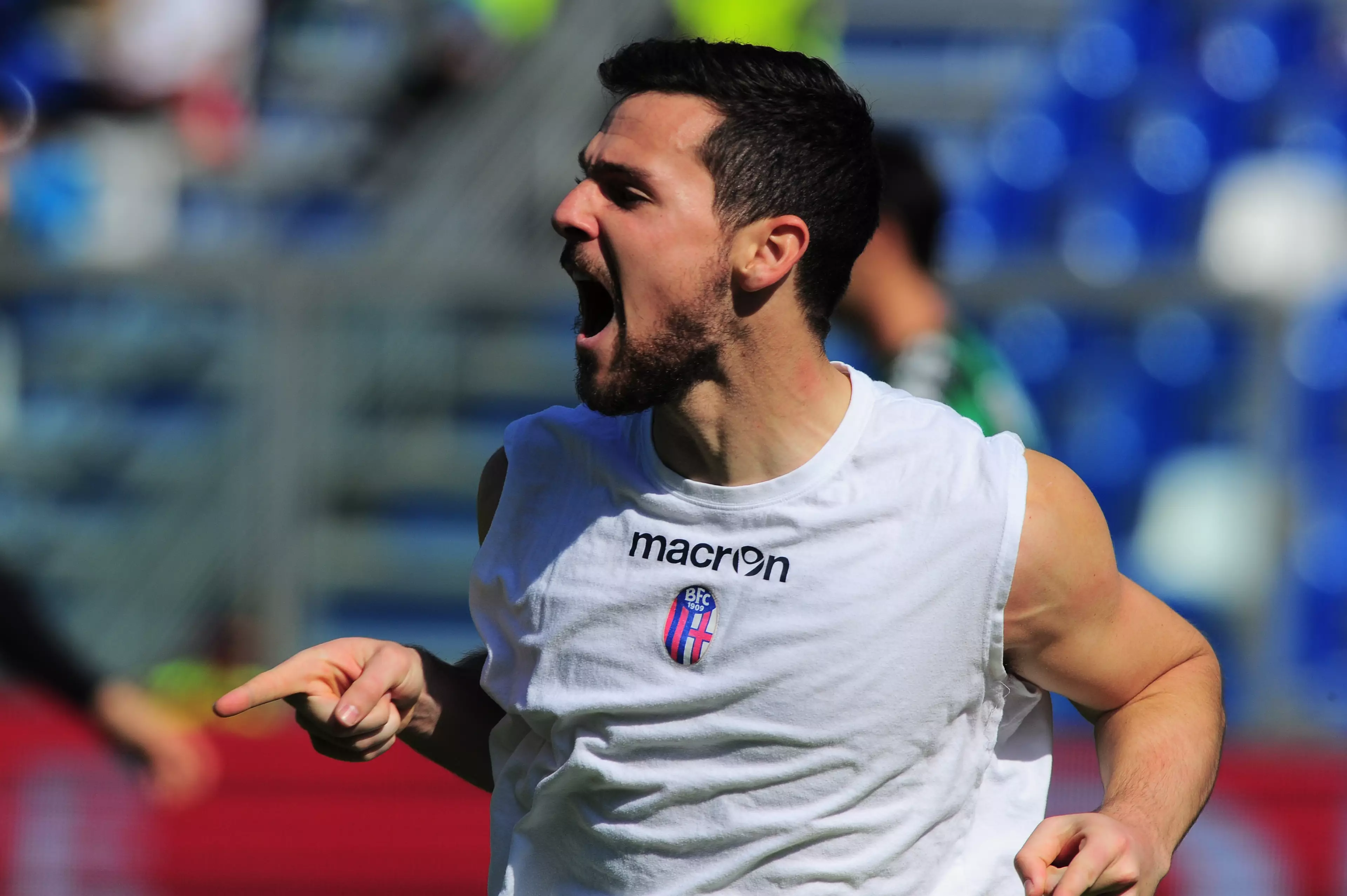 Destro celebrates scoring for Bologna. Image: PA