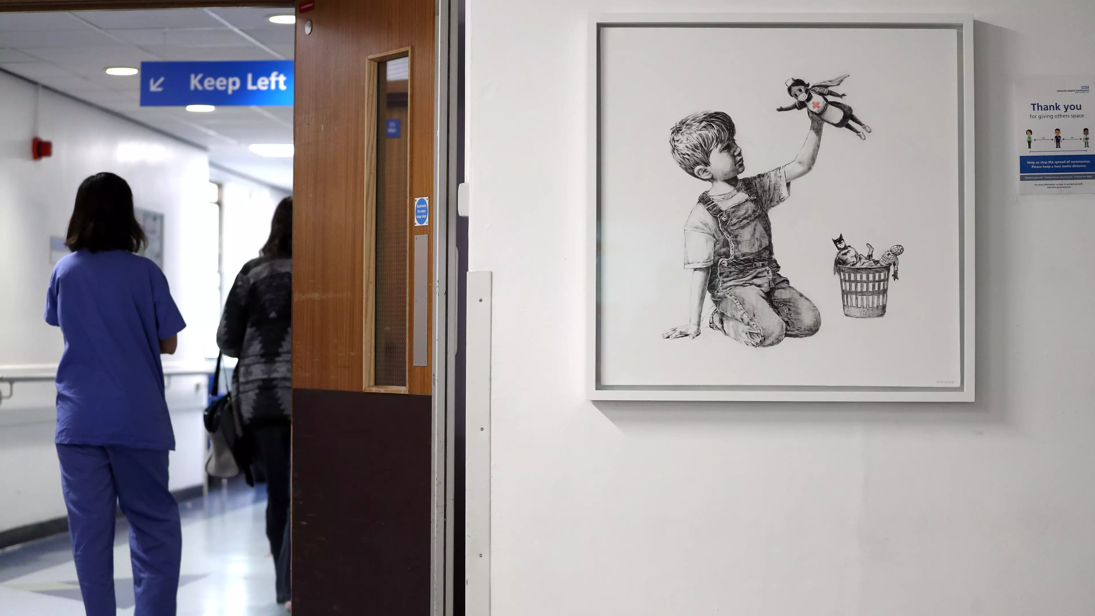 Man In Hazmat Suit Carrying Cordless Drill Caught Trying To Steal Banksy Piece From Hospital