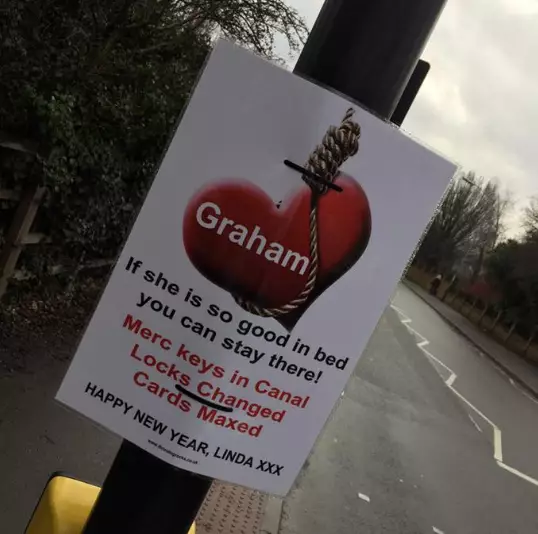 Woman Leaves Posters All Over Town To Get Revenge On Cheating Partner 