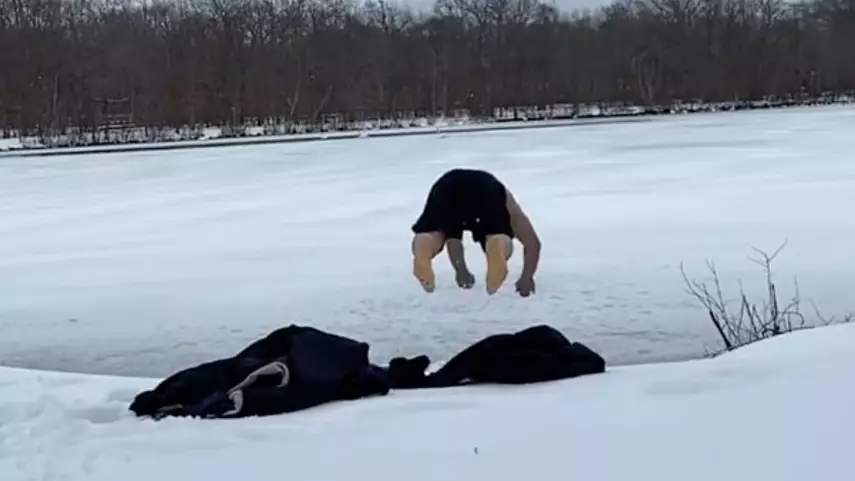 UFC Fighter Cracks His Head Open Diving Into Frozen Lake