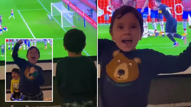 Lionel Messi's Sons Celebrate Dad's Brilliant Free Kick Vs Granada