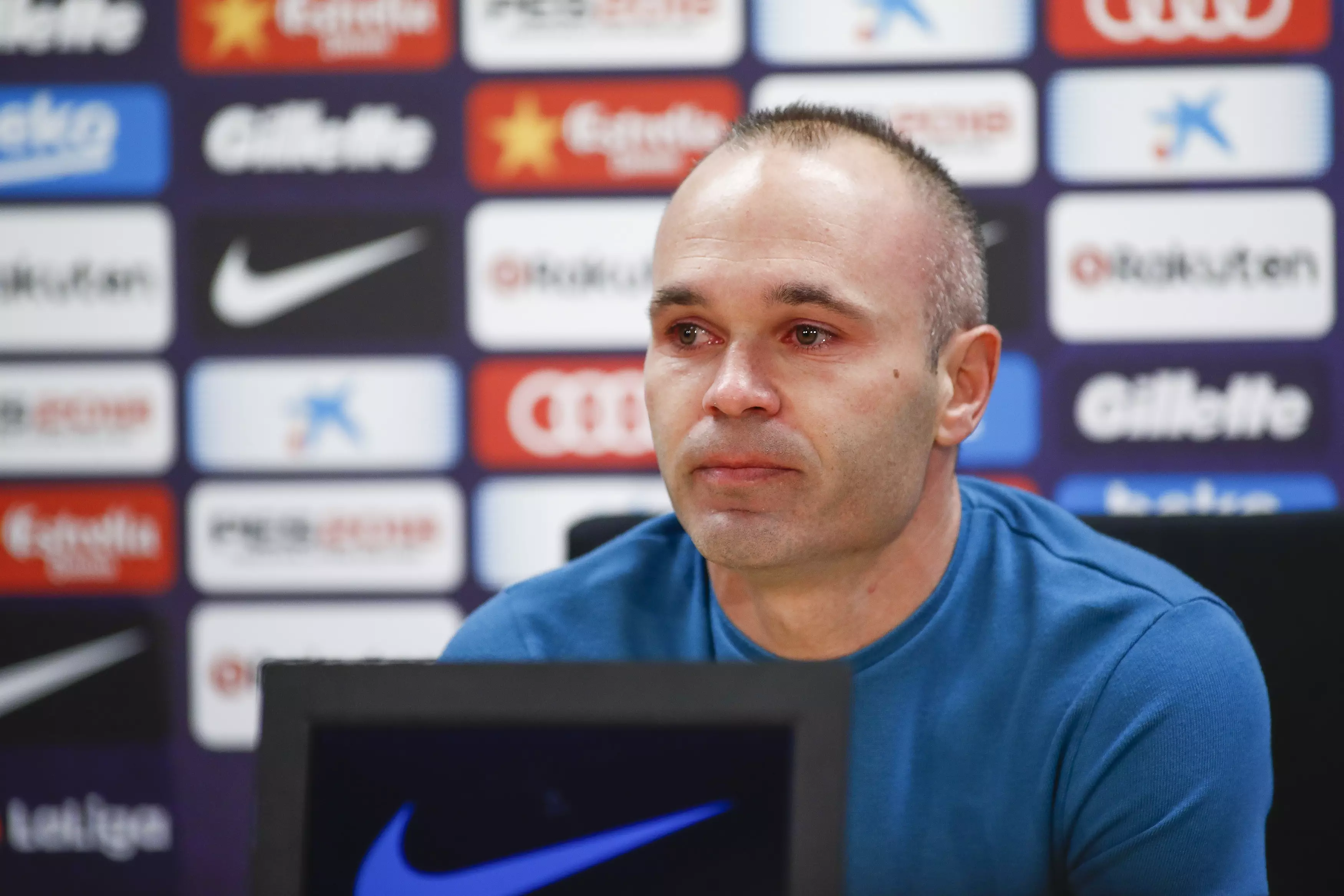 There were emotional scenes when Iniesta announced he was leaving the Camp Nou. Image: PA Images