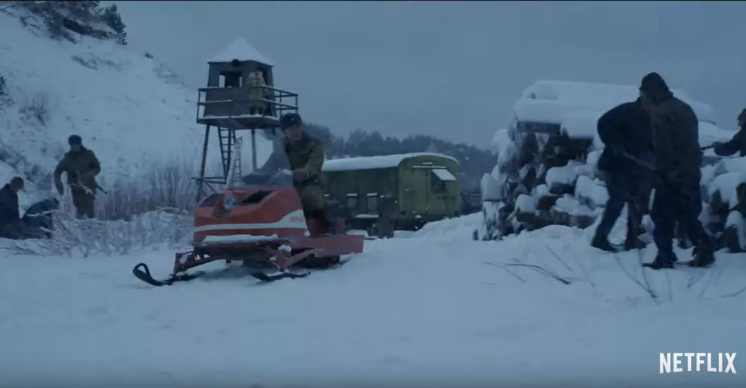 The trailer is set in a Russian base camp (