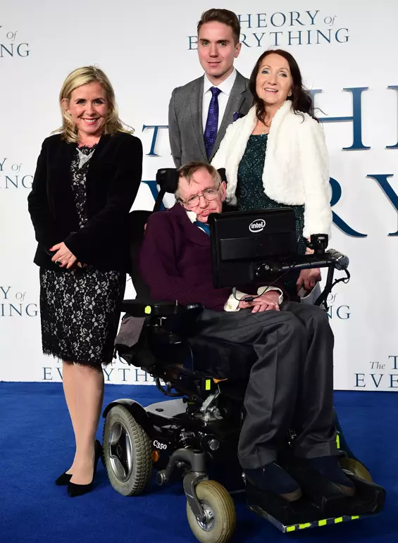 Lucy, Timothy, Jane and Stephen Hawking at the UK Premiere of The Theory of Everything in 2014.