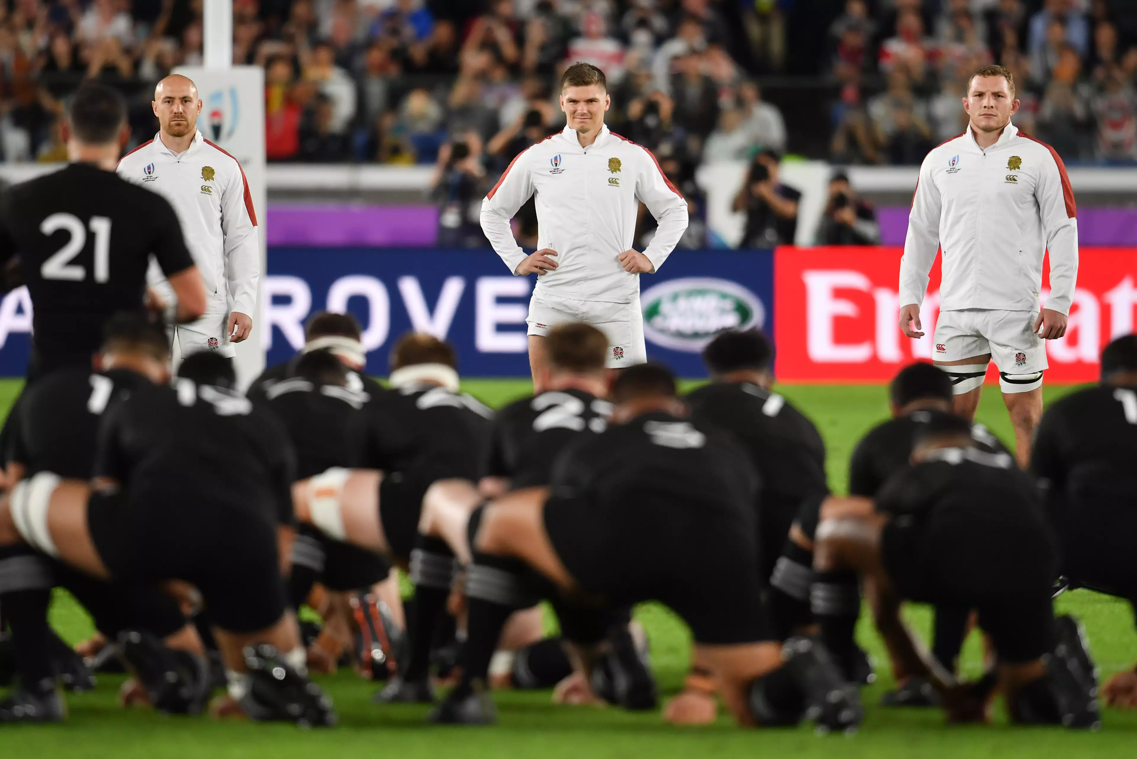 England have been fined for crossing the halfway line during New Zealand's performance of the haka.
