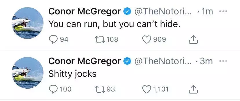 McGregor's deleted posts. Image: Twitter
