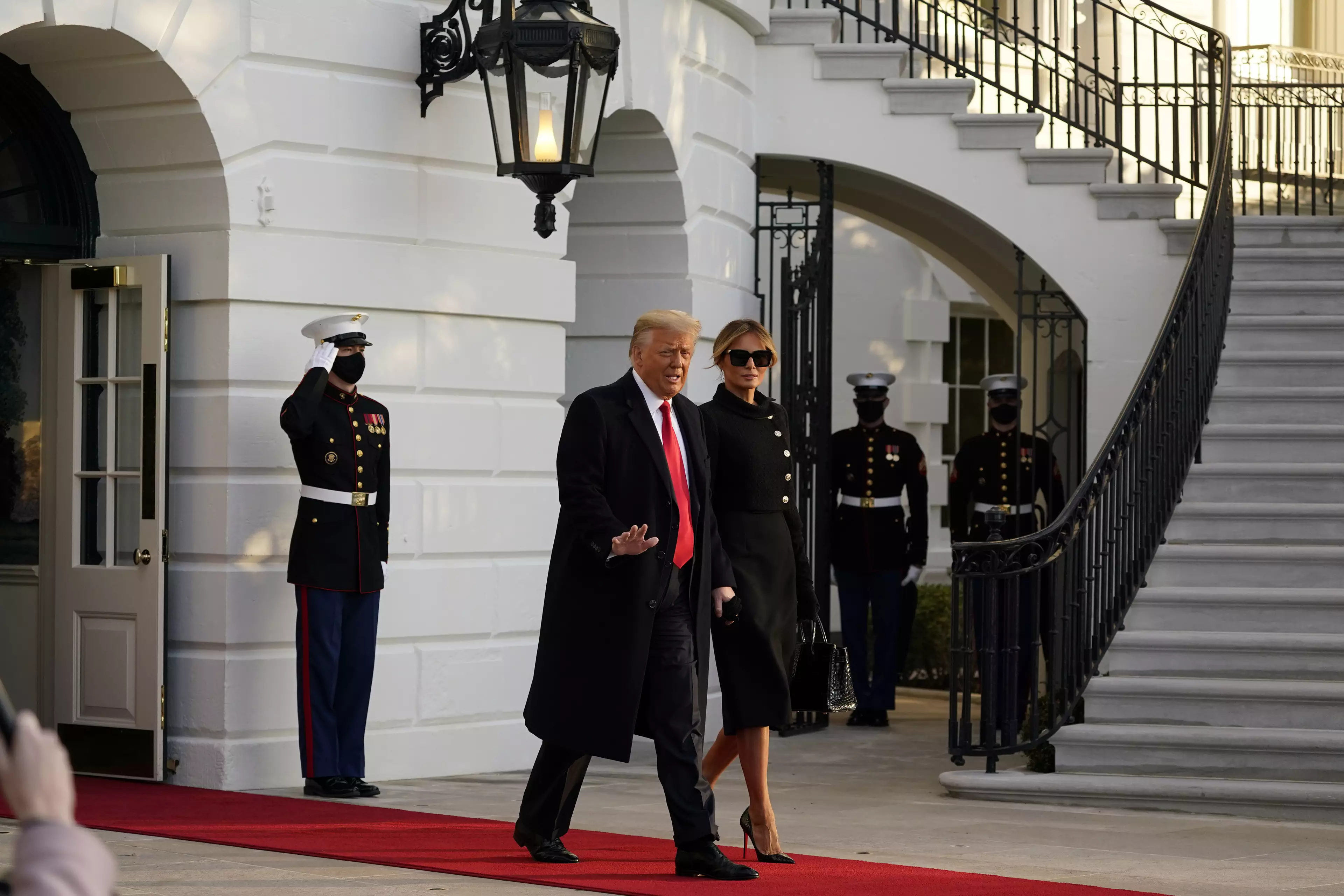 Trump leaving the White House for the final time.