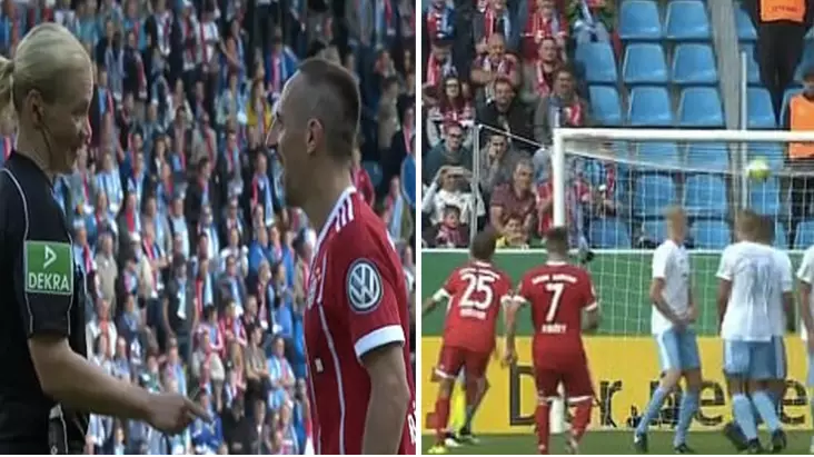 WATCH: Franck Ribéry Trolls Female Referee Moments Before Scoring Brilliant Free-Kick