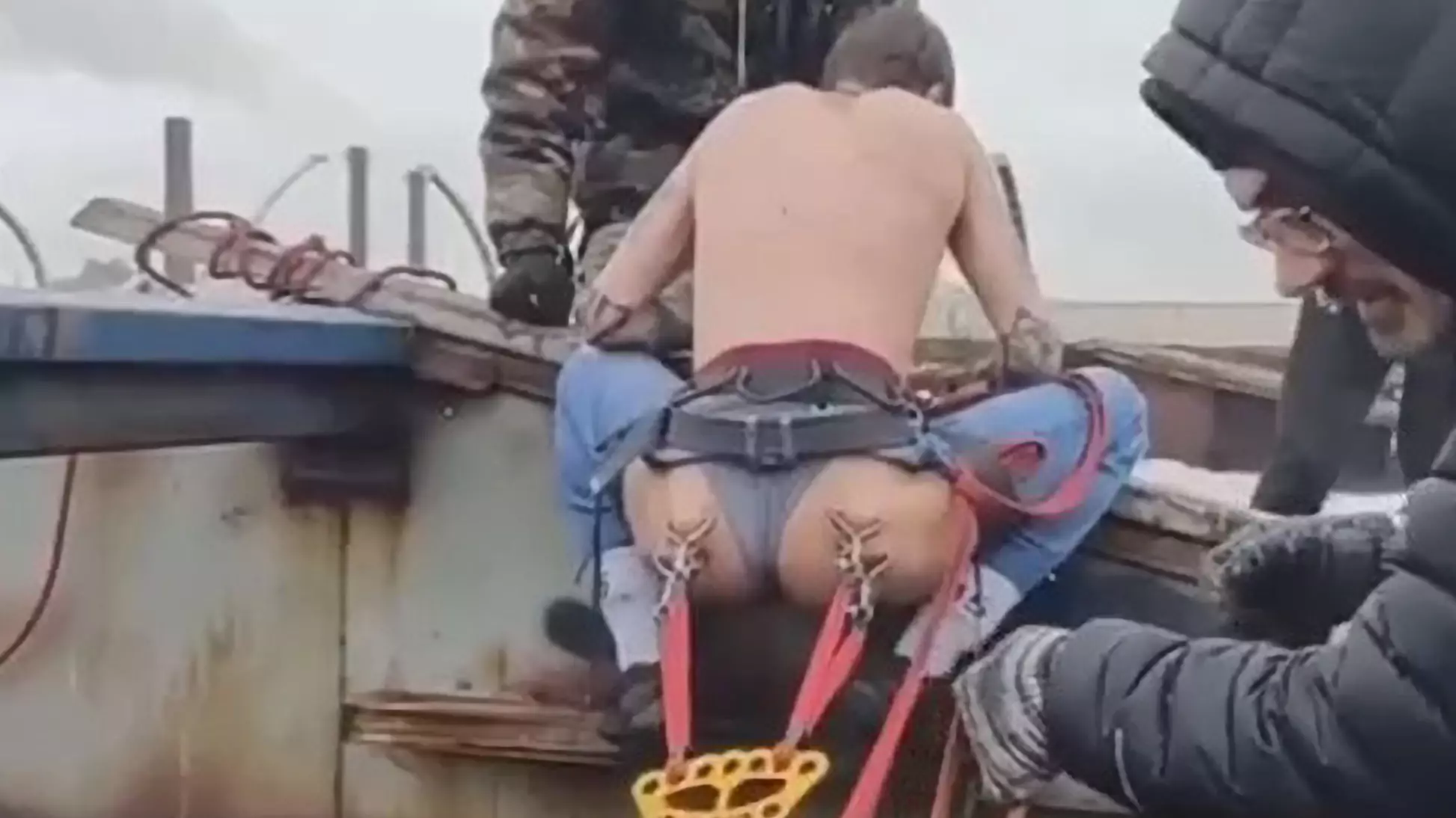 Man Does Bungee Jump With Cords Attached To Bum Piercings 
