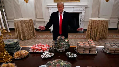 Donald Trump Serves Football Team McDonald's Banquet At White House