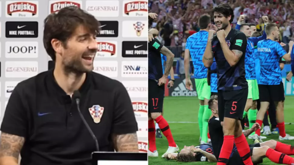 Vedran Corluka Asked To Stop For English Press, Says "It's Not Coming Home" And Keeps Walking