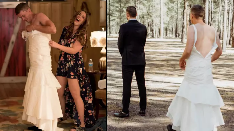 Bride Pranks Groom By Sending Her Brother For 'First Look' Wedding Snaps