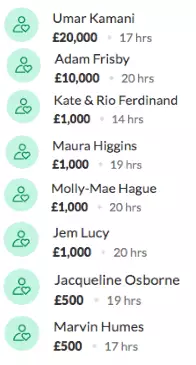 A string of famous faces donated to Ashley's daughter (