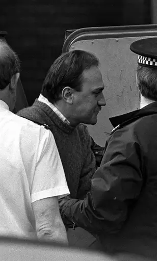 Photo from 1988 of Ian Simms at St Helen's Magistrates Court.