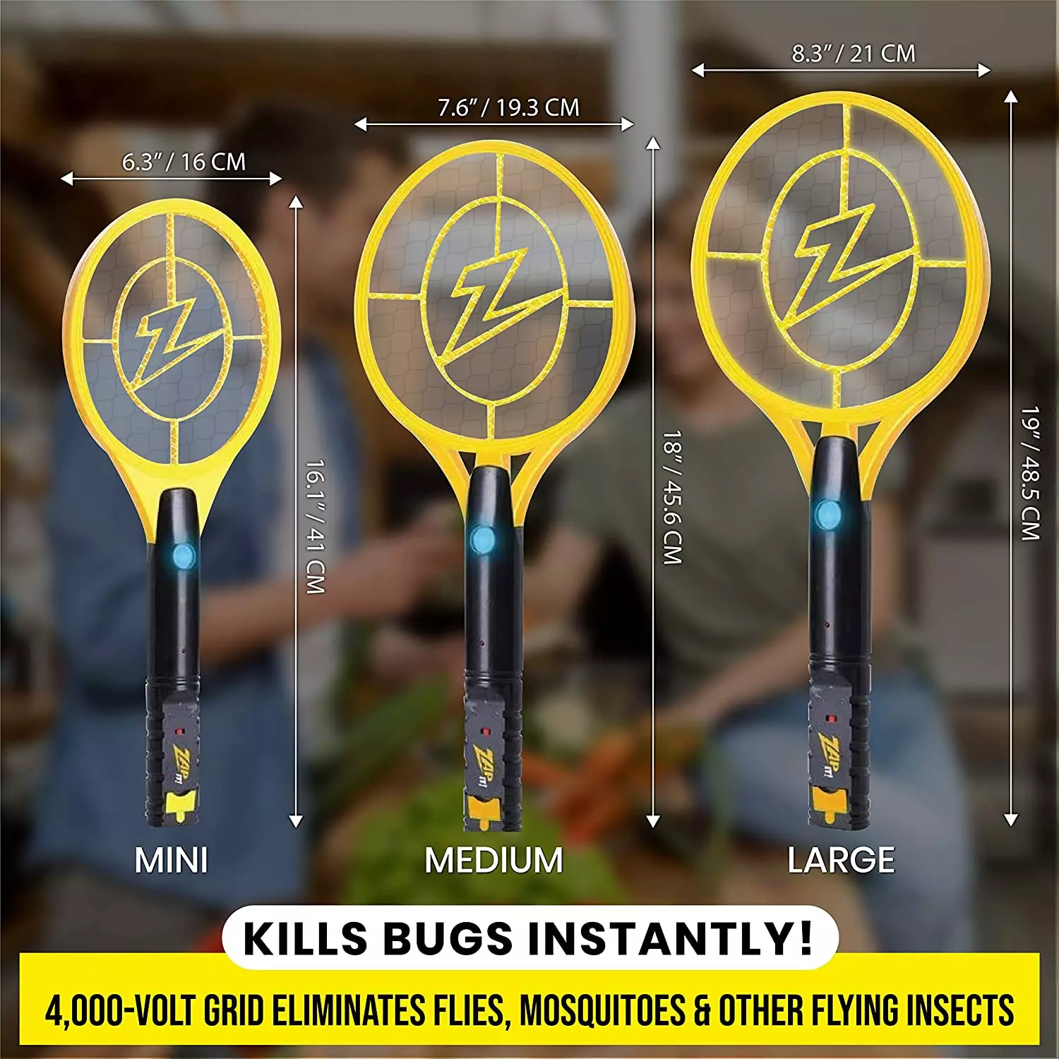 ZAP IT! Rechargeable Mosquito, Fly Swatter/Killer and Bug Zapper Racket (
