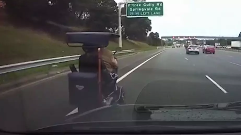Bloke, 92, Filmed Driving Down Melbourne Highway On Motorised Scooter