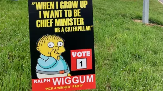Vote 1 For Ralph Wiggum Signs Have Arrived In Canberra Ahead Of Election