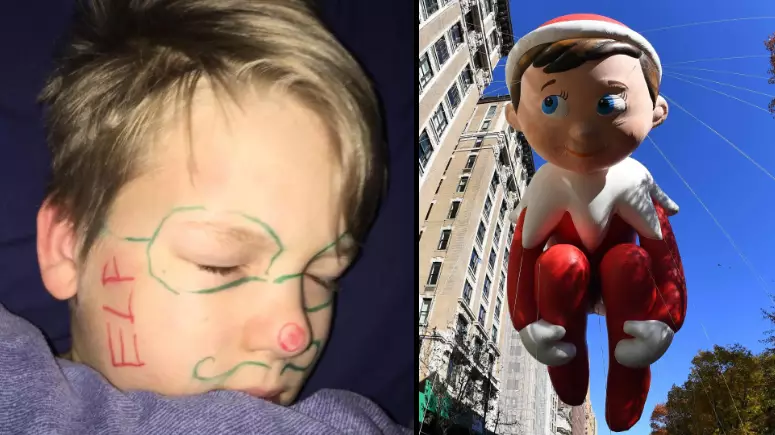 Mum's Elf On The Shelf Prank Backfires When Ink Won't Come Off Son's Face 