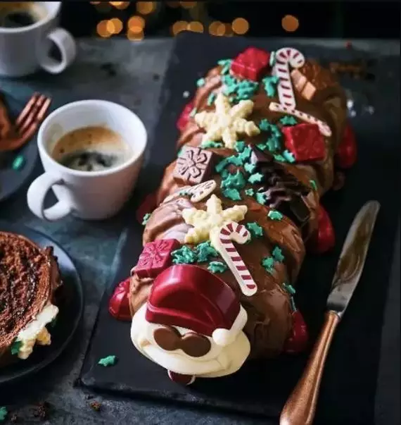 They are selling a Christmas Colin The Caterpillar cake.