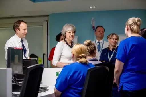 Health Secretary Matt Hancock (left), Prime Minister Theresa May and NHS England Chief Executive Simon Stevens visiting Alder Hey Children's Hospital, where they launched the NHS Long Term Plan.